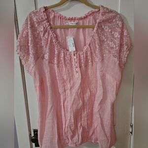 Maurices Pink Crochet Blouse